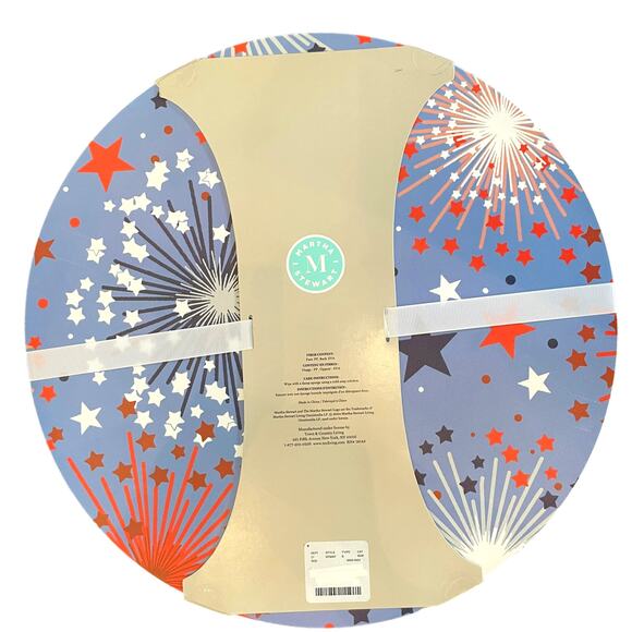 6 pc MARTHA STEWART Patriotic Red White Blue Fireworks 15" Round Placemats NEW - Picture 3 of 5